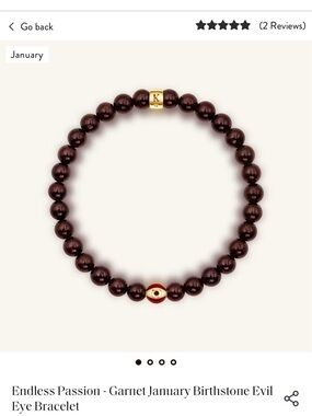 Garnet January Birthstone Bracelet with Gold Evil Eye Charm